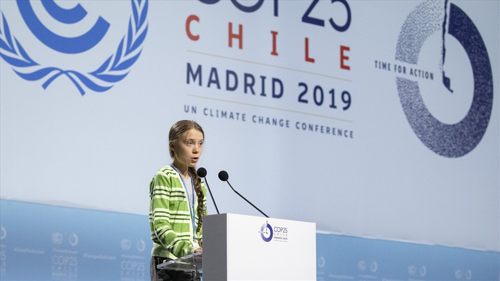 Greta Thunberg phát biểu tại Hội nghị khí hậu của Liên hiệp quốc ở Madrid, Tây Ban Nha. Ảnh: Reuters
