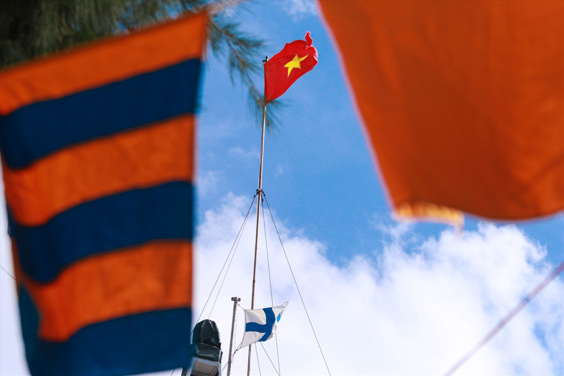 Lá cờ Tổ quốc kiêu hãnh tung bay trên đảo Sinh Tồn