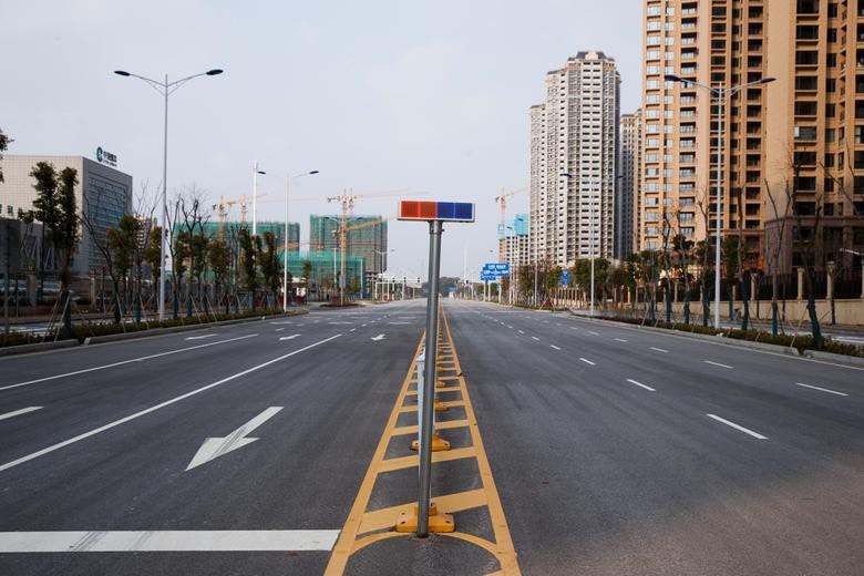 Tuyến đường không một bóng người tại khu vực Yueyang, tỉnh Hồ Nam, giáp với tỉnh Hồ Bắc, ngày 28/1.