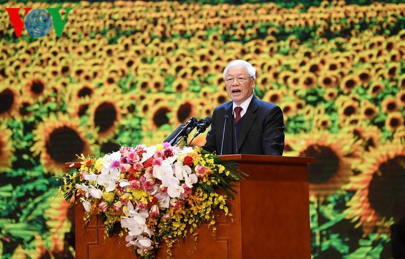 Phát biểu tại Lễ kỷ niệm, Tổng Bí thư, Chủ tịch nước Nguyễn Phú Trọng khẳng định, trong suốt 90 năm qua, Đảng Cộng sản Việt Nam đã dẫn dắt nhân dân Việt Nam vượt qua ách nô lệ, phát triển đất nước. Chưa bao giờ trong lịch sử, dân tộc Việt Nam có cơ đồ, vị thế như hiện nay.
