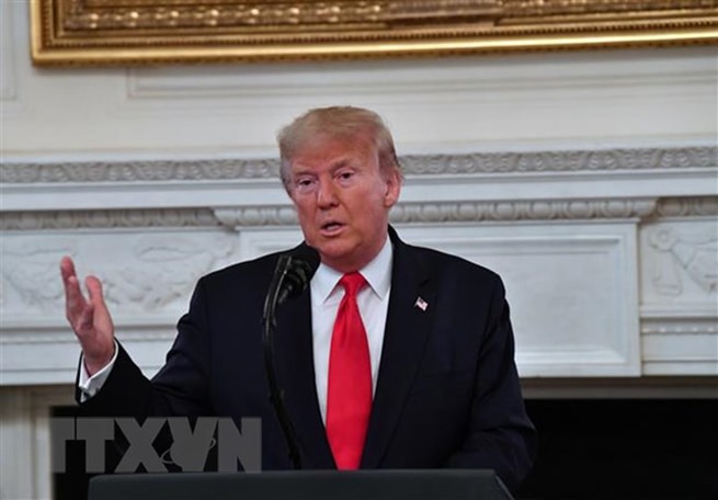 Tổng thống Mỹ Donald Trump phát biểu trong một sự kiện tại Nhà Trắng. (Ảnh: AFP/TTXVN)