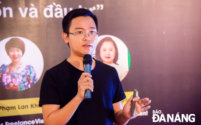 Nguyễn Văn Minh Đức, Giám đốc Công ty CP Công nghệ Hekate chia sẻ kinh nghiệm gọi vốn đối với startup.               Ảnh: KHANG NINH