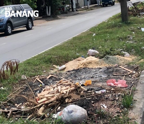 Dải phân cách trở thành nơi vứt rác bừa bãi. Ảnh: N.Q