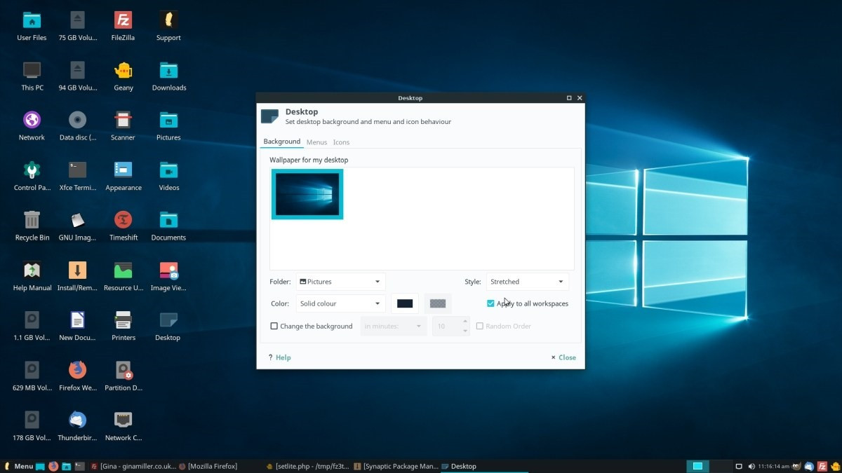 Giao diện trên desktop của Windows 12 Lite