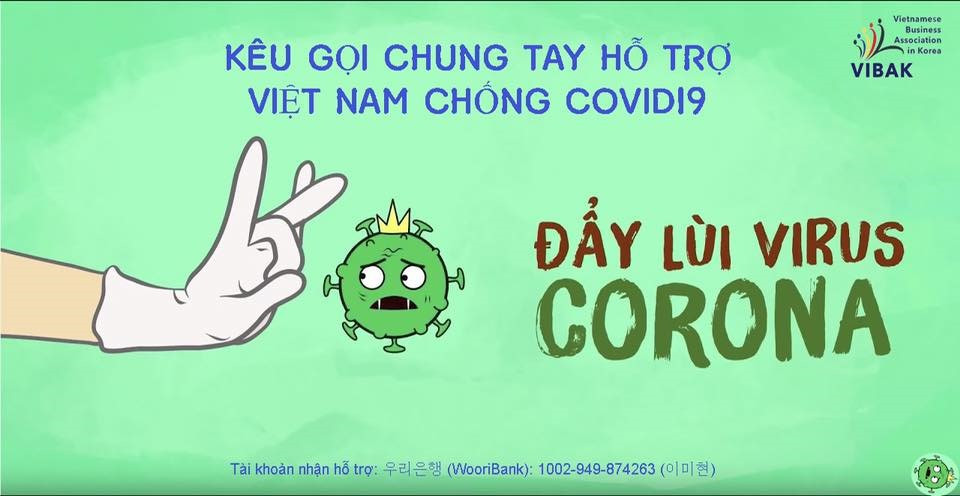 Cộng đồng người Việt ở Hàn Quốc kêu gọi ủng hộ quê nhà chống dịch Covid-19. Ảnh: VIBAK