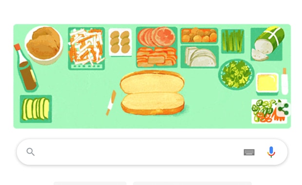 Google đã thay đổi logo trên trang chủ của mình để tôn vinh bánh mì Việt Nam. (Ảnh chụp màn hình)