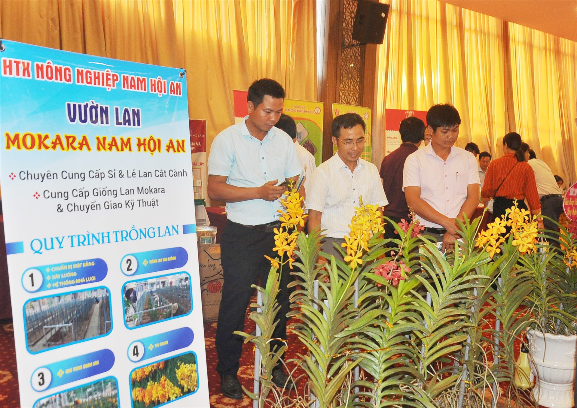 Dự án khởi nghiệp “Vườn lan Mokara Nam Hội An” của HTX Nông nghiệp Nam Hội An tham gia giới thiệu tại một sự kiện về khởi nghiệp nông nghiệp trên địa bàn tỉnh. Ảnh: Đ.N