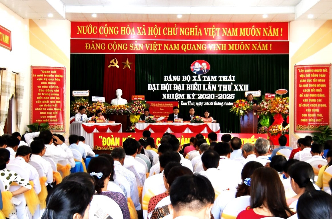 Đại hội đại biểu Đảng bộ xã Tam Thái lần thứ XXII, nhiệm kỳ 2020 - 2025. Ảnh: Q.V
