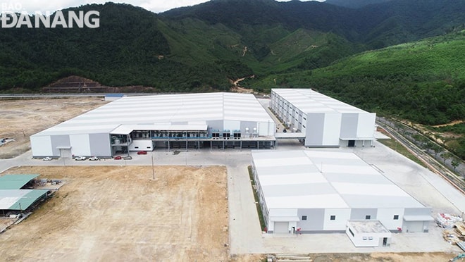 Nhà máy sản xuất linh kiện hàng không vũ trụ Sunshine giai đoạn 1 nhìn từ trên cao. Ảnh: Ban Quản lý Khu CNC và các KCN thành phố cung cấp.