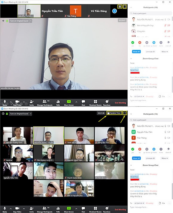 ThS. Nguyễn Trung Thuận - Giám đốc Trung tâm Đào tạo trực tuyến và bằng 2 DTU đang lên lớp trực tuyến cùng sinh viên. Ảnh: X.L
