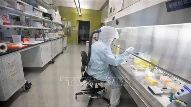 Các nhà khoa học nghiên cứu về virus SARS-CoV-2 tại phòng thí nghiệm ở Tehran. Ảnh: IRNA/TTXVN