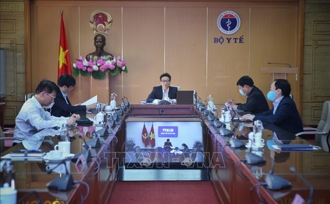 Quang cảnh buổi họp trực tuyến. Ảnh: Danh Lam/TTXVN