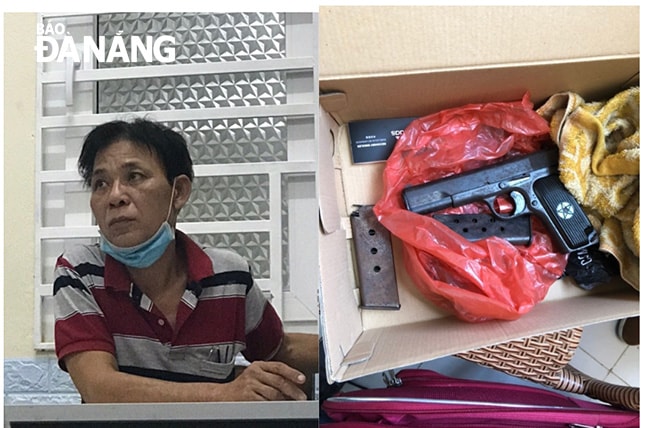 Đội tượng Phạm Văn Du cùng tang vật. Ảnh: N.P