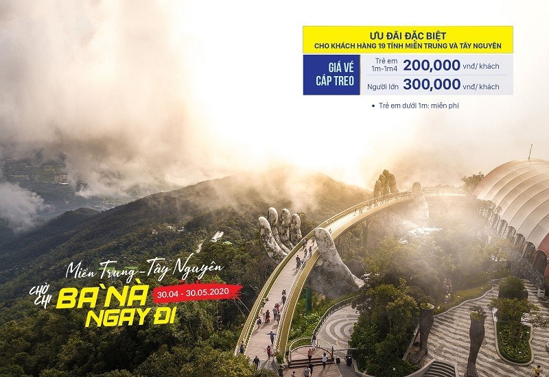 Khu du lịch Sun World Bà Nà Hills thực hiện chương trình kích cầu giảm giá vé 60% cho khách du lịch 19 tỉnh thành miền Trung -Tây nguyên. Ảnh XL