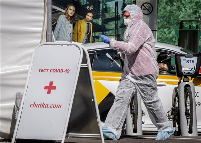 Một địa điểm xét nghiệm Covid-19 tại Moskva, Nga, ngày 2-5-2020. Ảnh: AFP/TTXVN