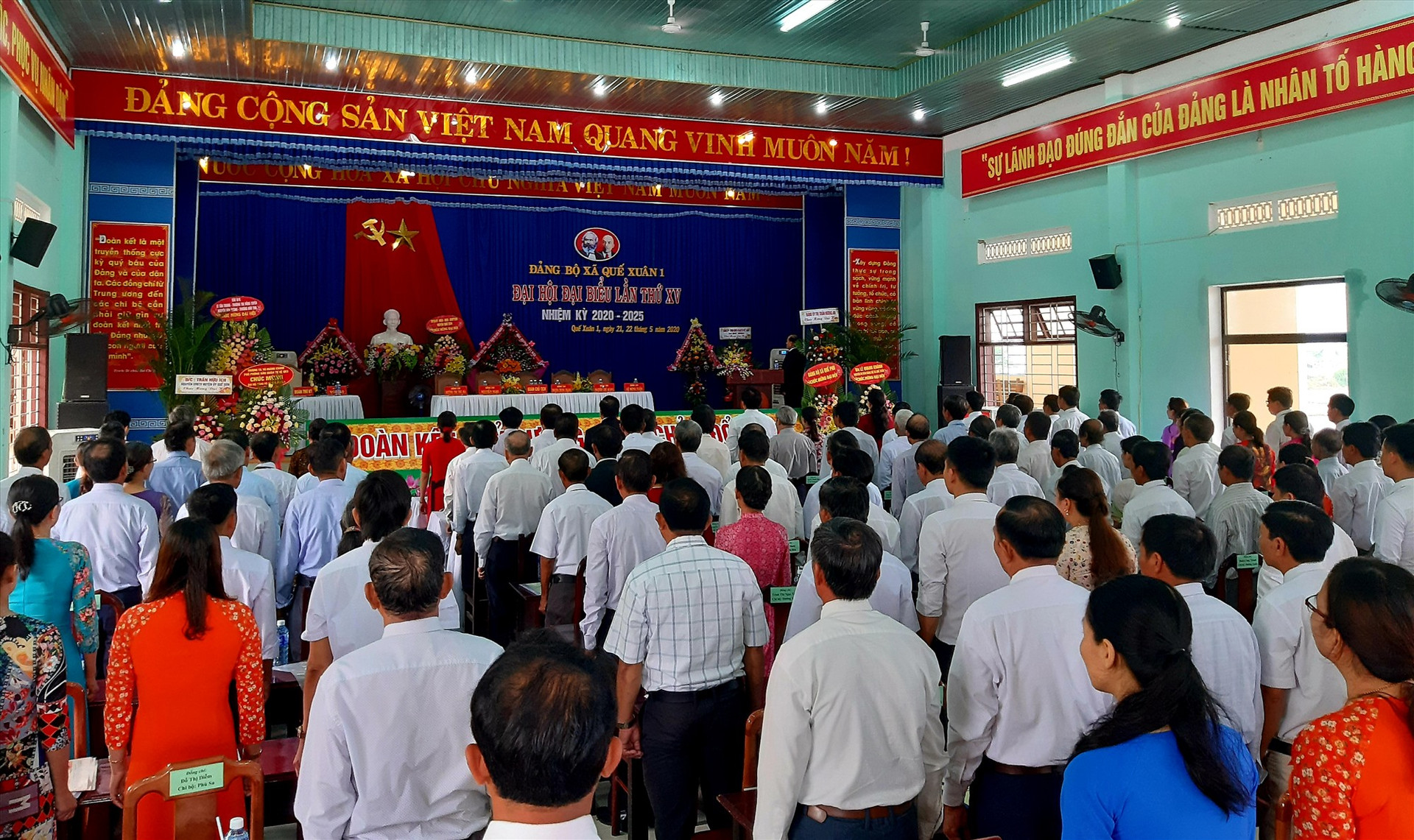 Quang cảnh phiên chính thức Đại hội Đảng bộ xã Quế Xuân 1 lần thứ XV (nhiệm kỳ 2020 – 2025) diễn ra sáng nay 22.5.  Ảnh: VĂN SỰ
