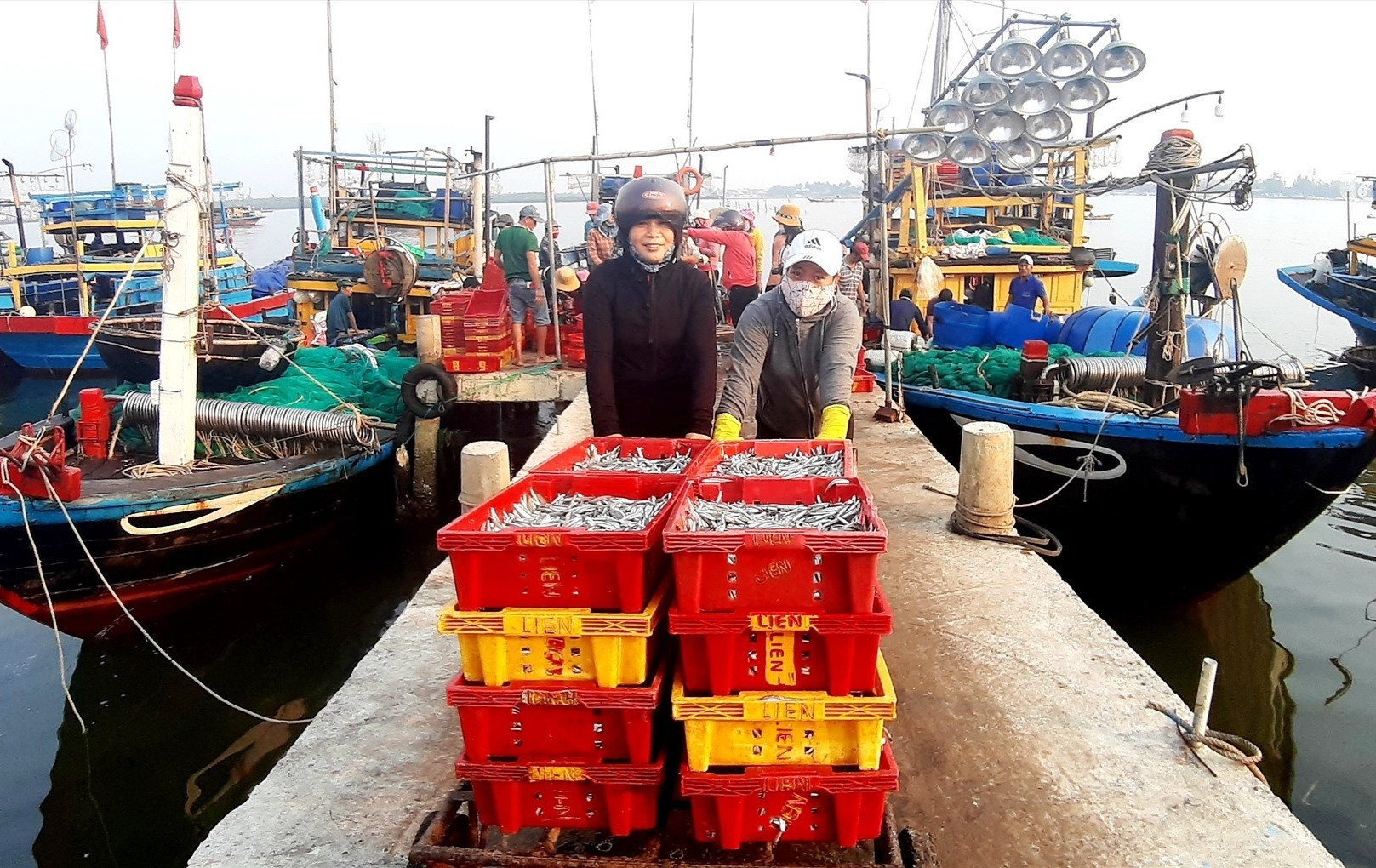 Những năm qua, nghề khai thác hải sản ở Duy Hải mang lại hiệu quả kinh tế cao, góp phần giảm nghèo bền vững. Ảnh: T.S