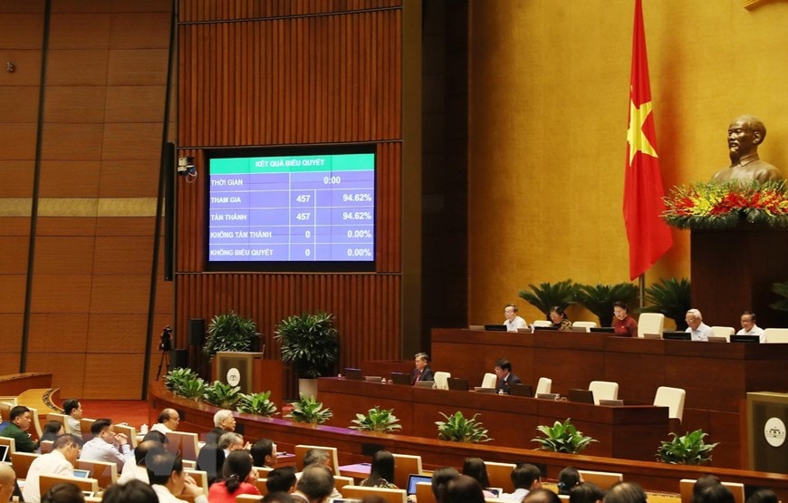  Quốc hội thông qua với tỷ lệ 94,62%. (Ảnh: Trọng Đức/TTXVN)