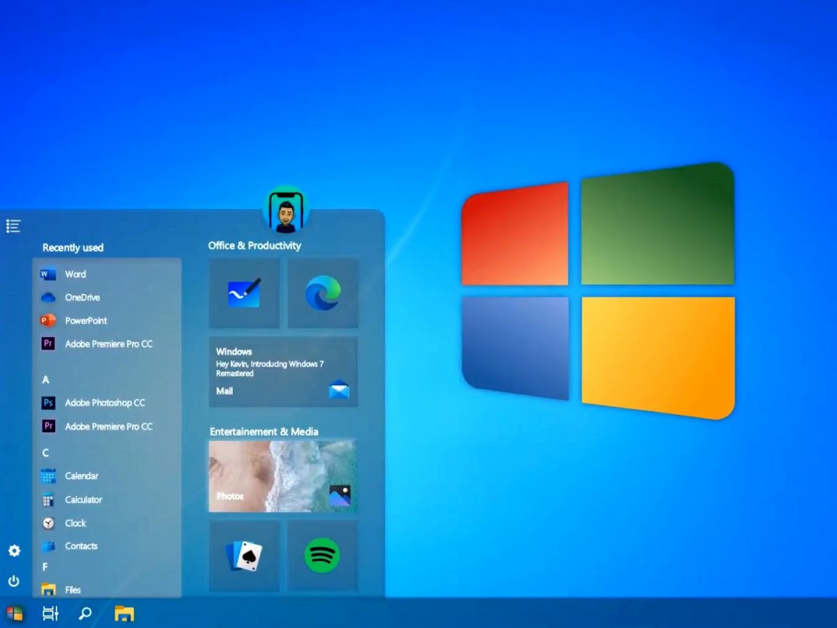 Giao diện mới của Windows 7 bản 2020