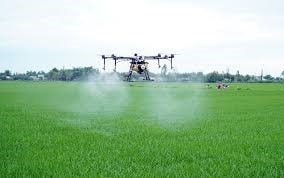 A drone working on the field of Vinh Xuan hamlet