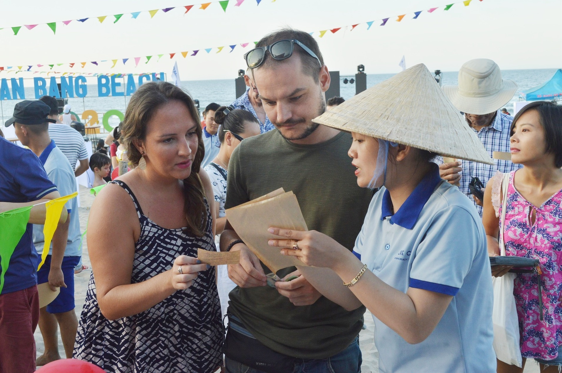 International tourists learn about specialities at the festival.