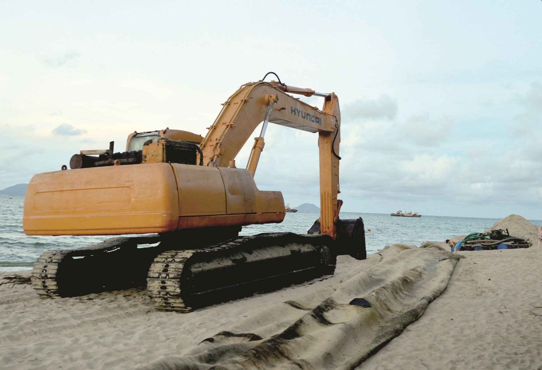 Submerged breakwater in Hoi An sea