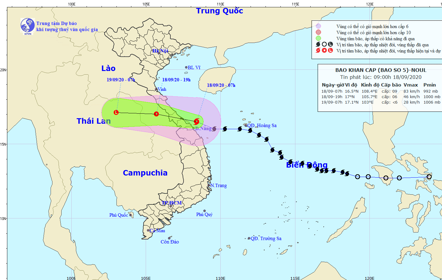 Đường đi của bão số 5 sau khi suy yếu thành áp thấp nhiệt đới - Ảnh: Trung tâm dự báo khí tượng thủy văn quốc gia