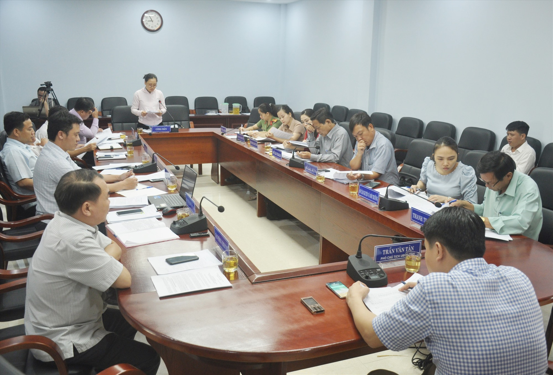 Phó Chủ tịch UBND tỉnh Trần Văn Tân chủ trì buổi tiếp, nghe bà Nguyễn Thị Mỹ Lệ trình bày