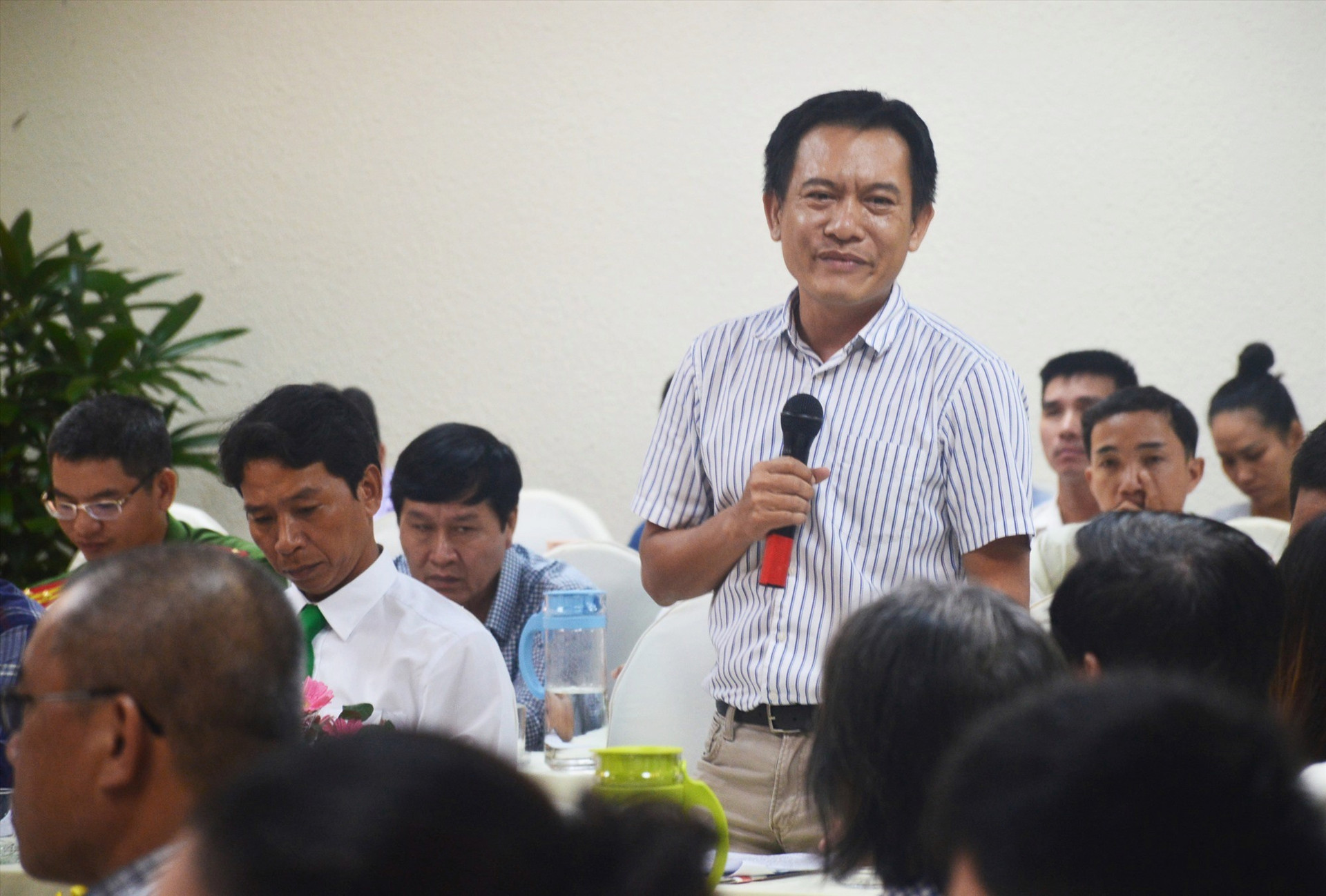 Ông Phan Xuân Thanh - Chủ tịch Hiệp hội Du lịch Quảng Nam phát biểu tại buổi gặp gỡ. Ảnh: Q.T