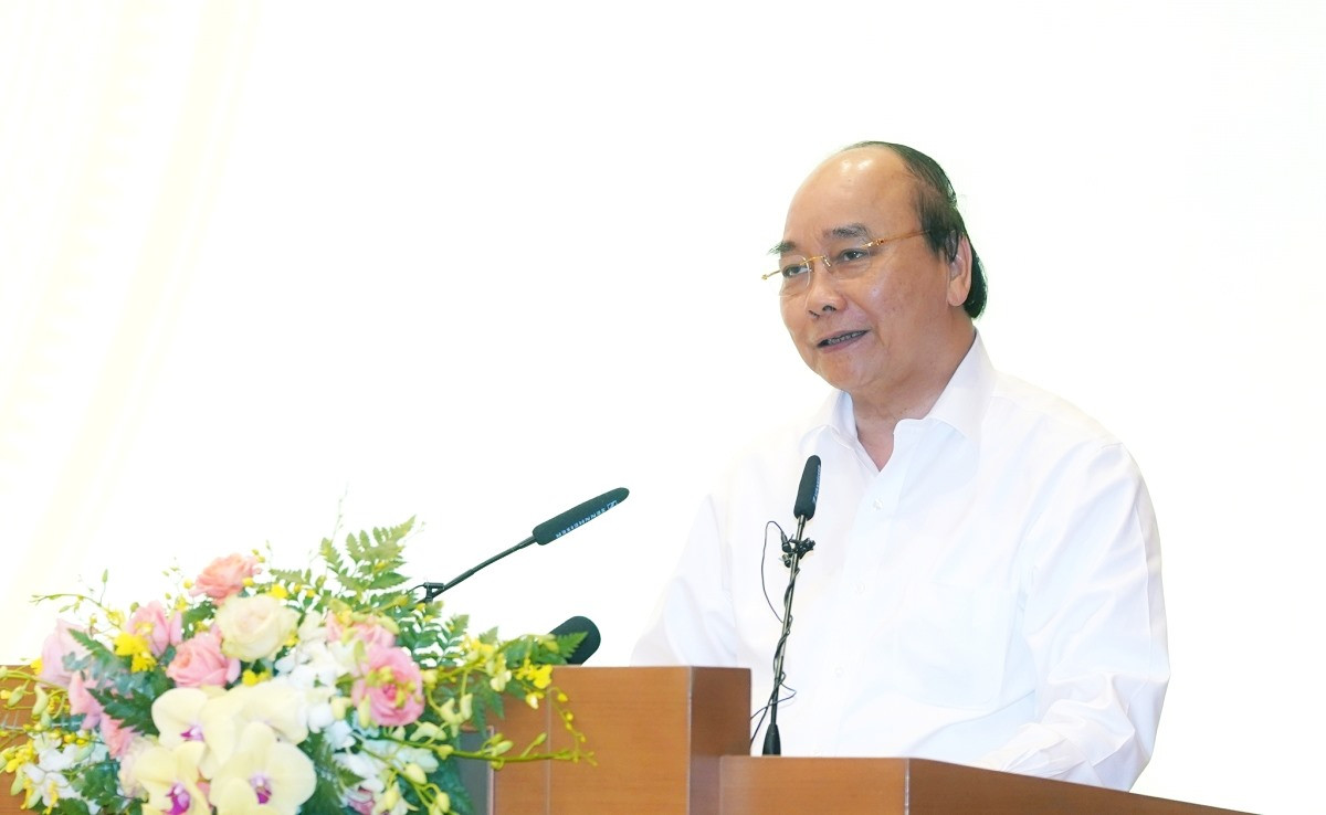 Thủ tướng Nguyễn Xuân Phúc phát biểu tại buổi gặp mặt. Ảnh: VGP