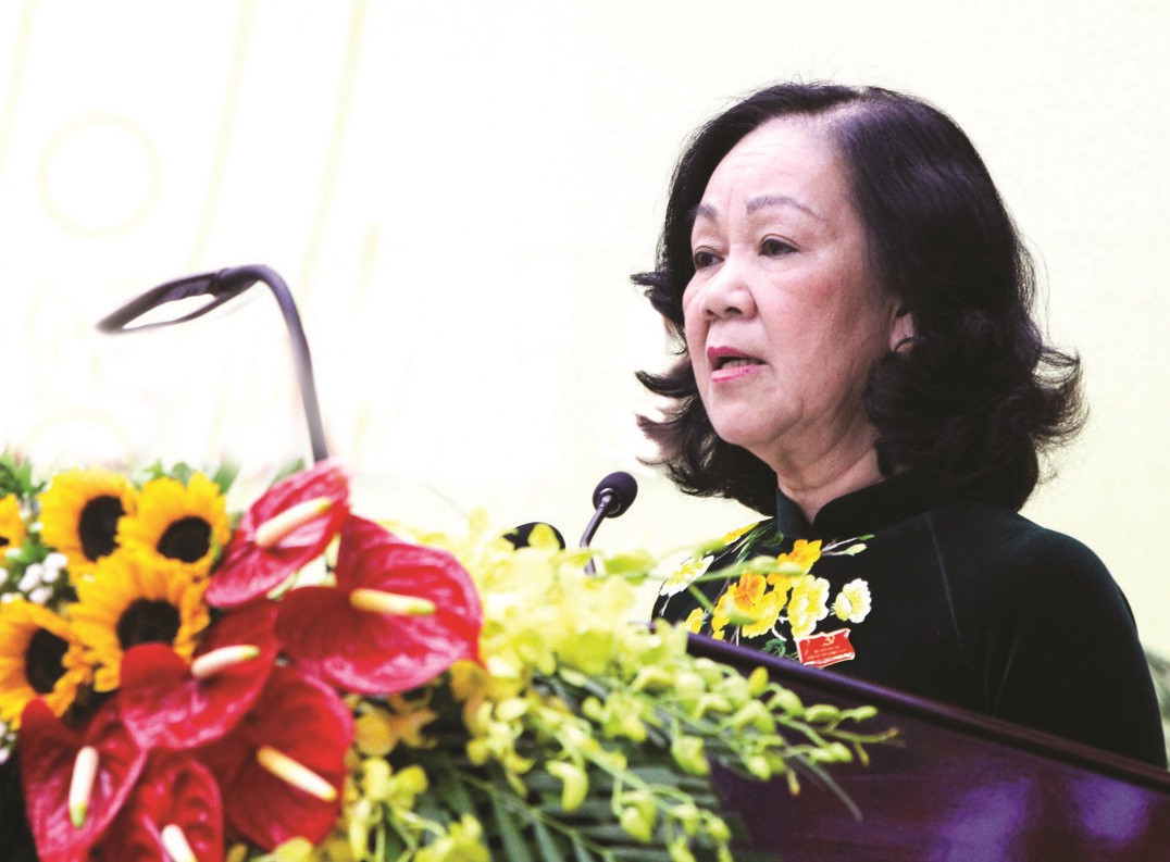 Đồng chí Trương Thị Mai - Ủy viên Bộ Chính trị, Bí thư Trung ương Đảng, Trưởng ban Dân vận Trung ương phát biểu chỉ đạo Đại hội.