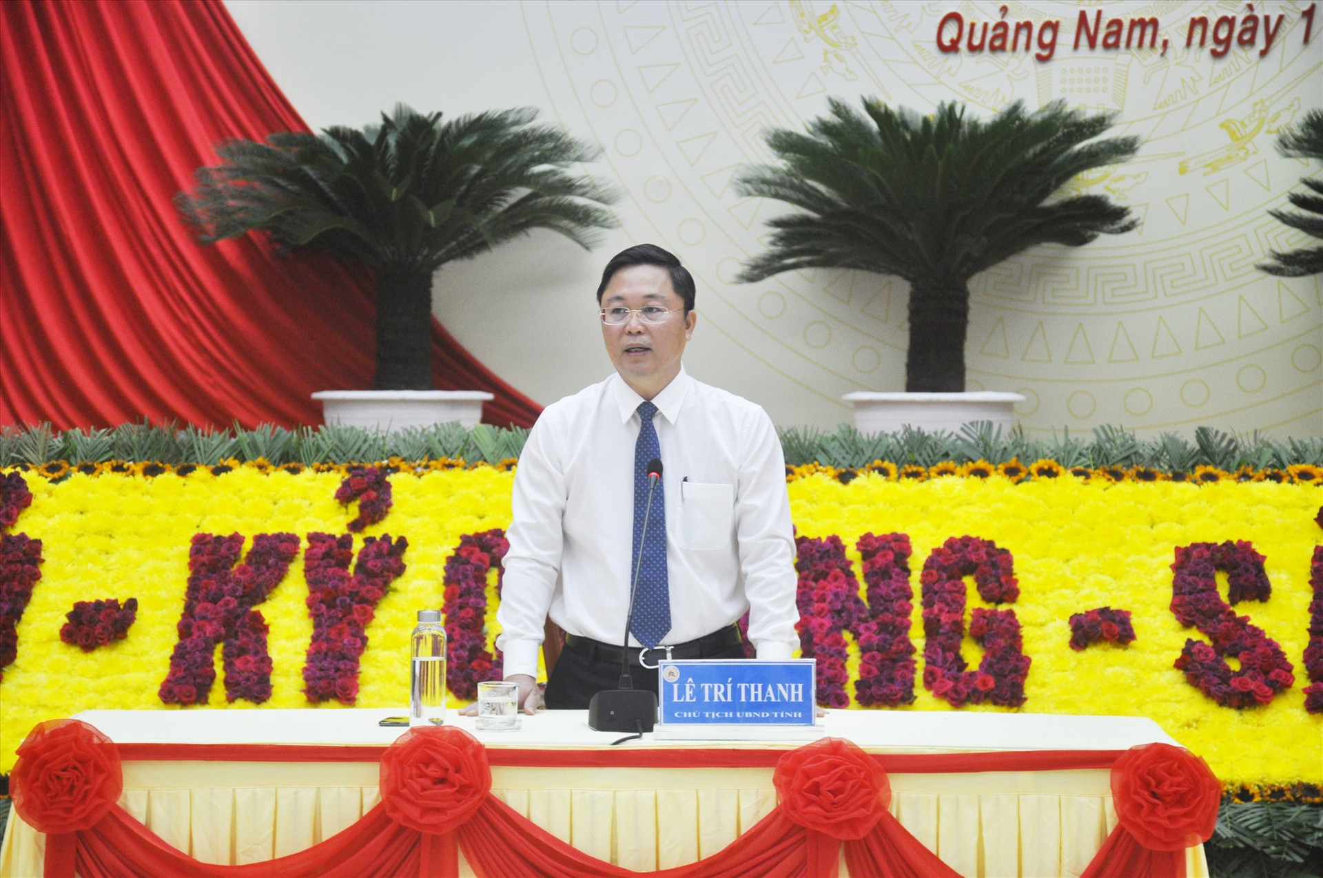 Phó Bí thư Tỉnh ủy, Chủ tịch UBND tỉnh Lê Trí Thanh thông tin đến các cơ quan báo chí về định hướng phát triển của Quảng Nam đến năm 2025, tầm nhìn đến năm 2030.