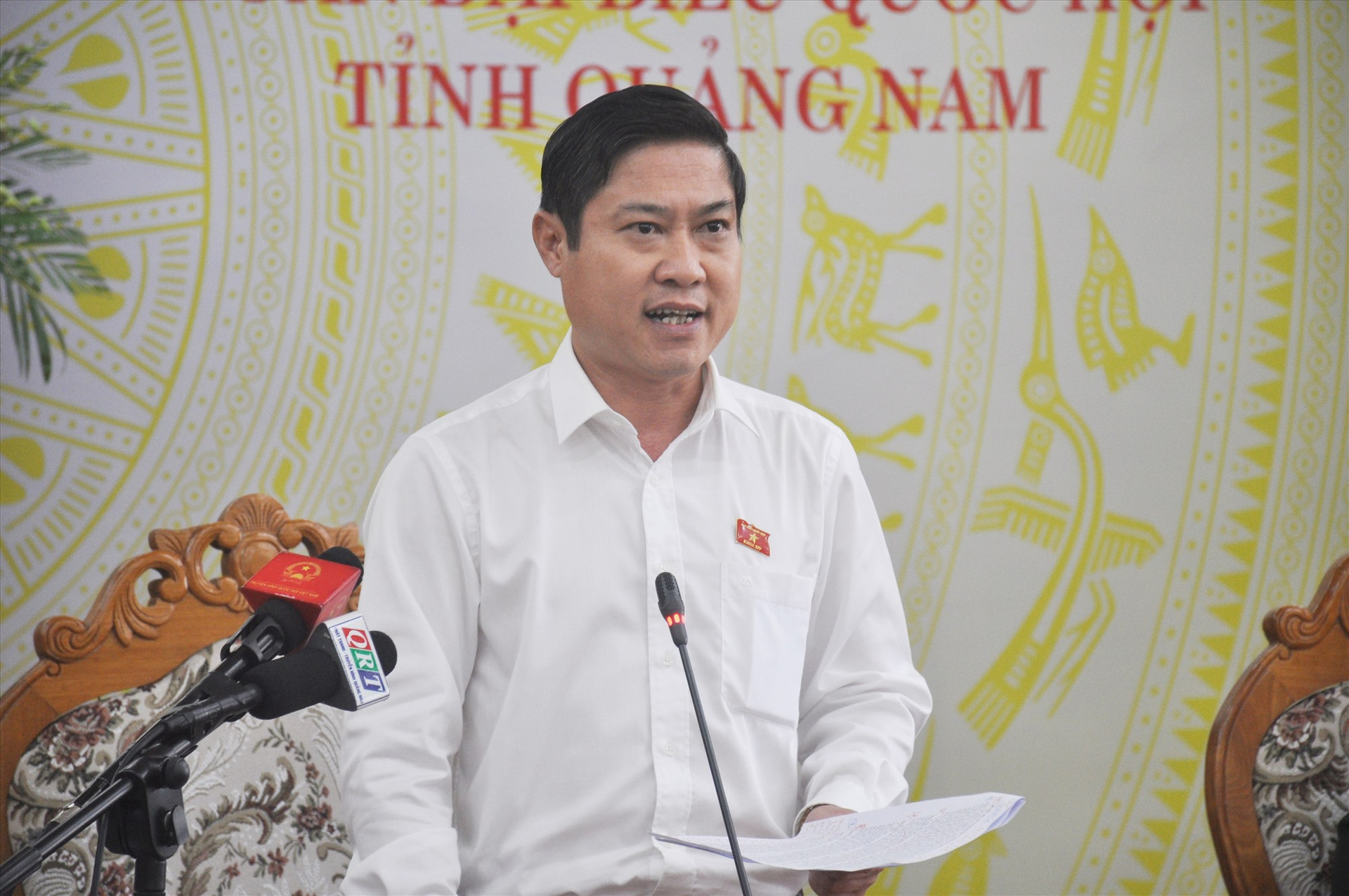 Đại biểu Phan Thái Bình phát biểu thảo luận dự án Luật sửa đổi, bổ sung một số điều của Luật Phòng chống HIV/AIDS. Ảnh: N.Đ