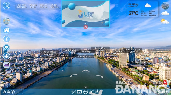 Hội nghị và triển lãm Khởi nghiệp quốc tế tại Đà Nẵng SURF 2020 được tổ chức trực tuyến trên nền tảng vrFairs - sản phẩm của startup Đà Nẵng.         Ảnh: KHANG NINH
