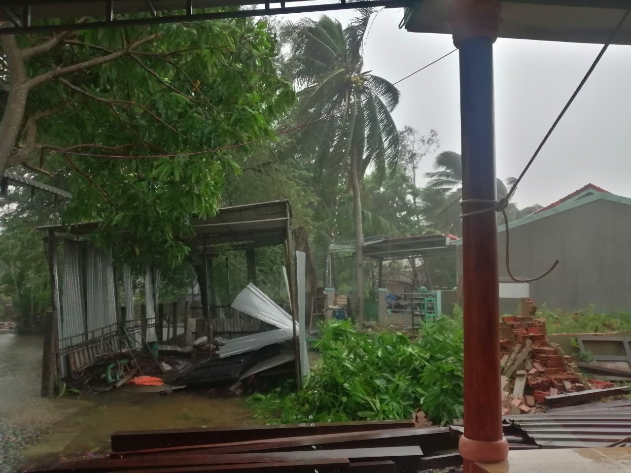 Gió lớn tại xã Tam Quang lúc 8h45 sáng nay. Ảnh: CTV