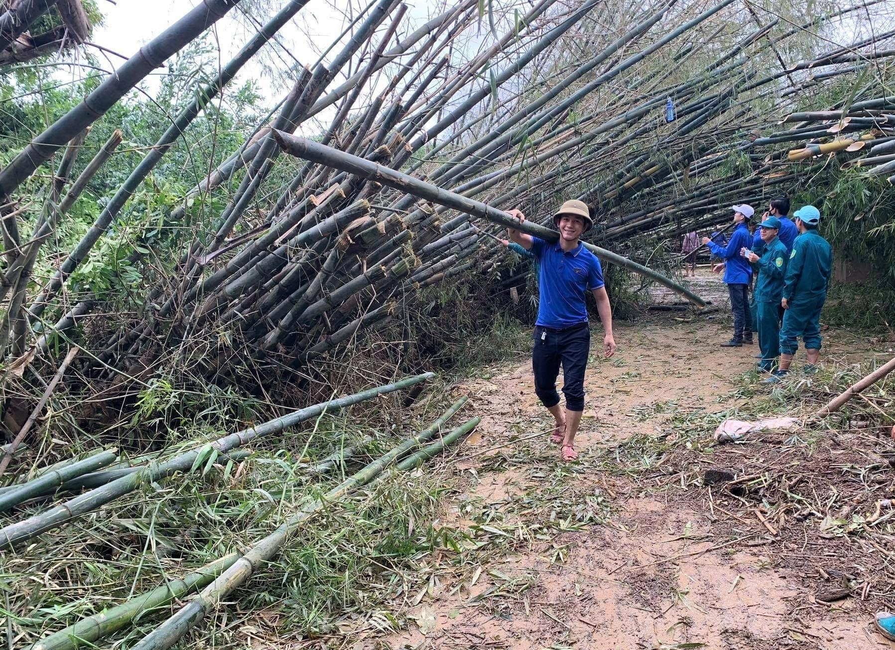 Thanh niên Đại Lộc tham gia dọn dẹp cây cối ngã đổ sau bão số 9. Ảnh: Huyện đoàn Đại Lộc