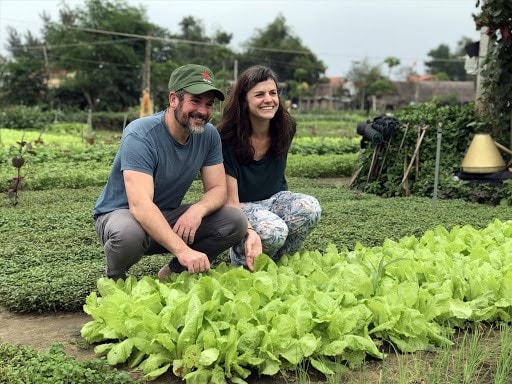 Tourists at an organic vegetable farm in Quang Nam