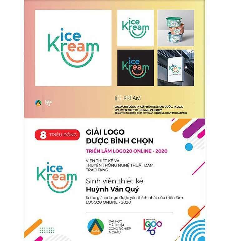 Logo thương hiệu Ice Kream của SV Huỳnh Văn Đức ĐH Duy Tân đạt giải Logo được yêu thích nhất. Ảnh XL