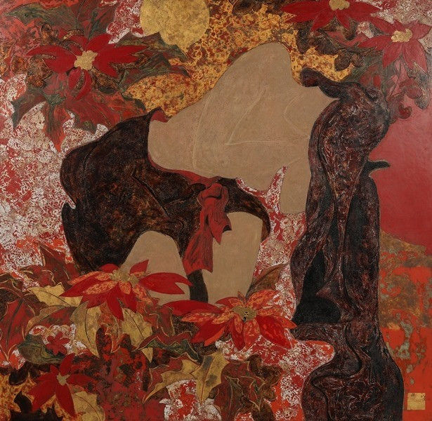 Tác phẩm “Hoa Trạng Nguyên”  của họa sĩ Lưu Chí Hiếu được bán đấu giá thành công với giá 60 triệu đồng. Ảnh: Heritagevn.