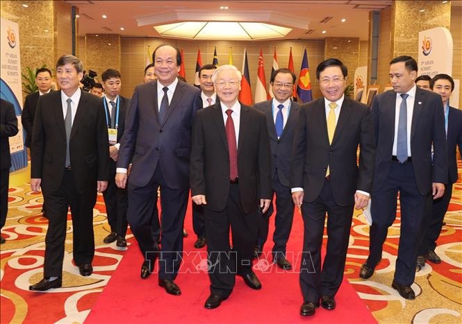 Tổng Bí thư, Chủ tịch nước Nguyễn Phú Trọng đến dự hội nghị. Ảnh: Dương Giang/TTXVN
