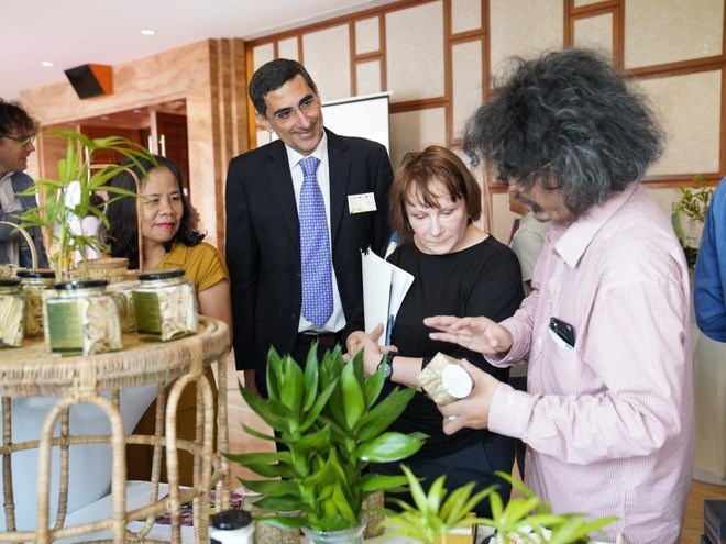 Representatives at a booth at the event