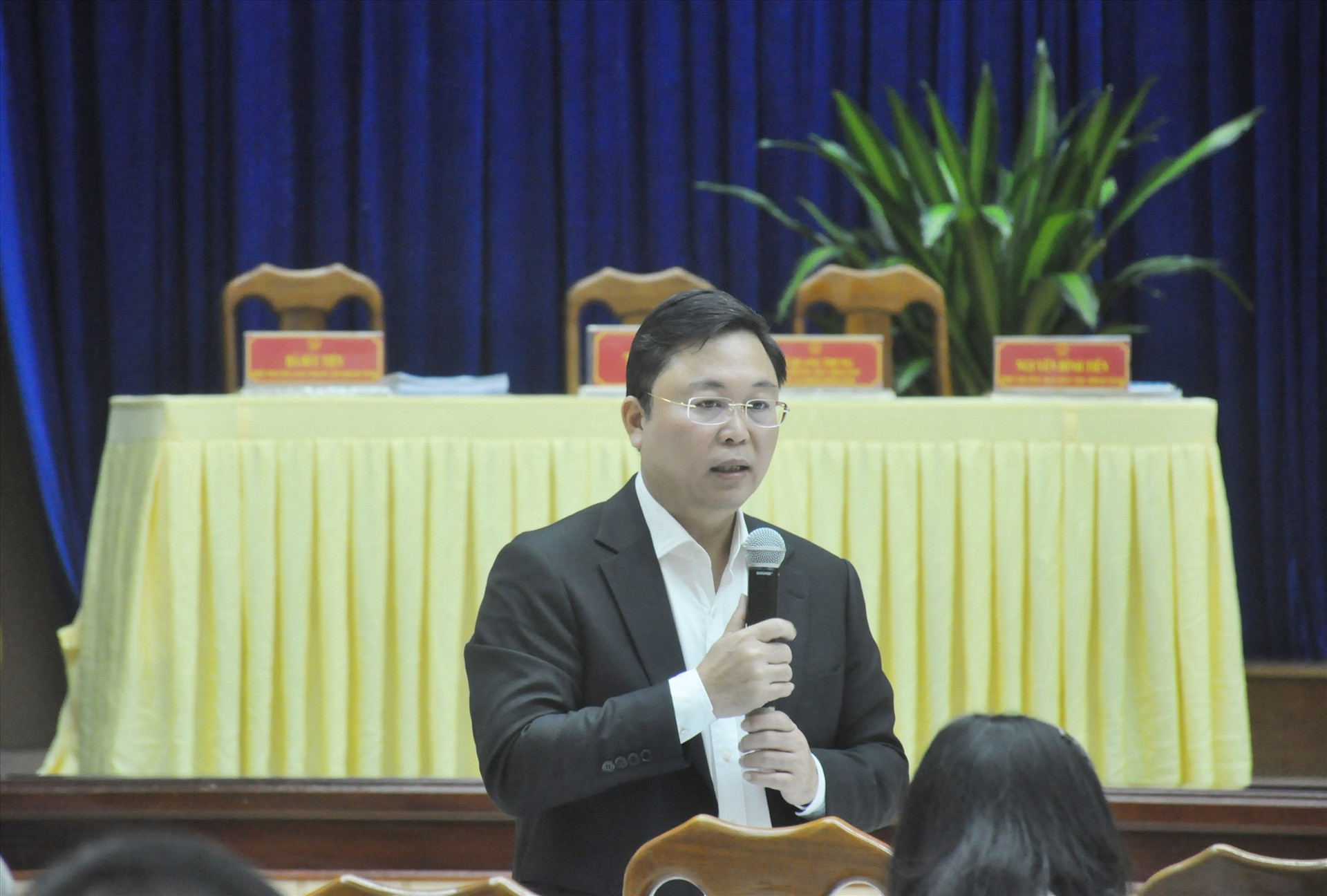 Chủ tịch UBND tỉnh Lê Trí Thanh phát biểu thảo luận tại tổ chiều 7.12. Ảnh: N.Đ