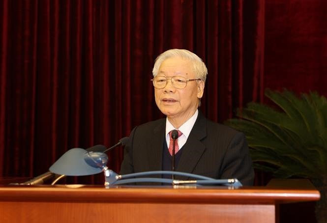 Tổng Bí thư, Chủ tịch nước Nguyễn Phú Trọng phát biểu bế mạc Hội nghị. Ảnh: Trí Dũng/TTXVN