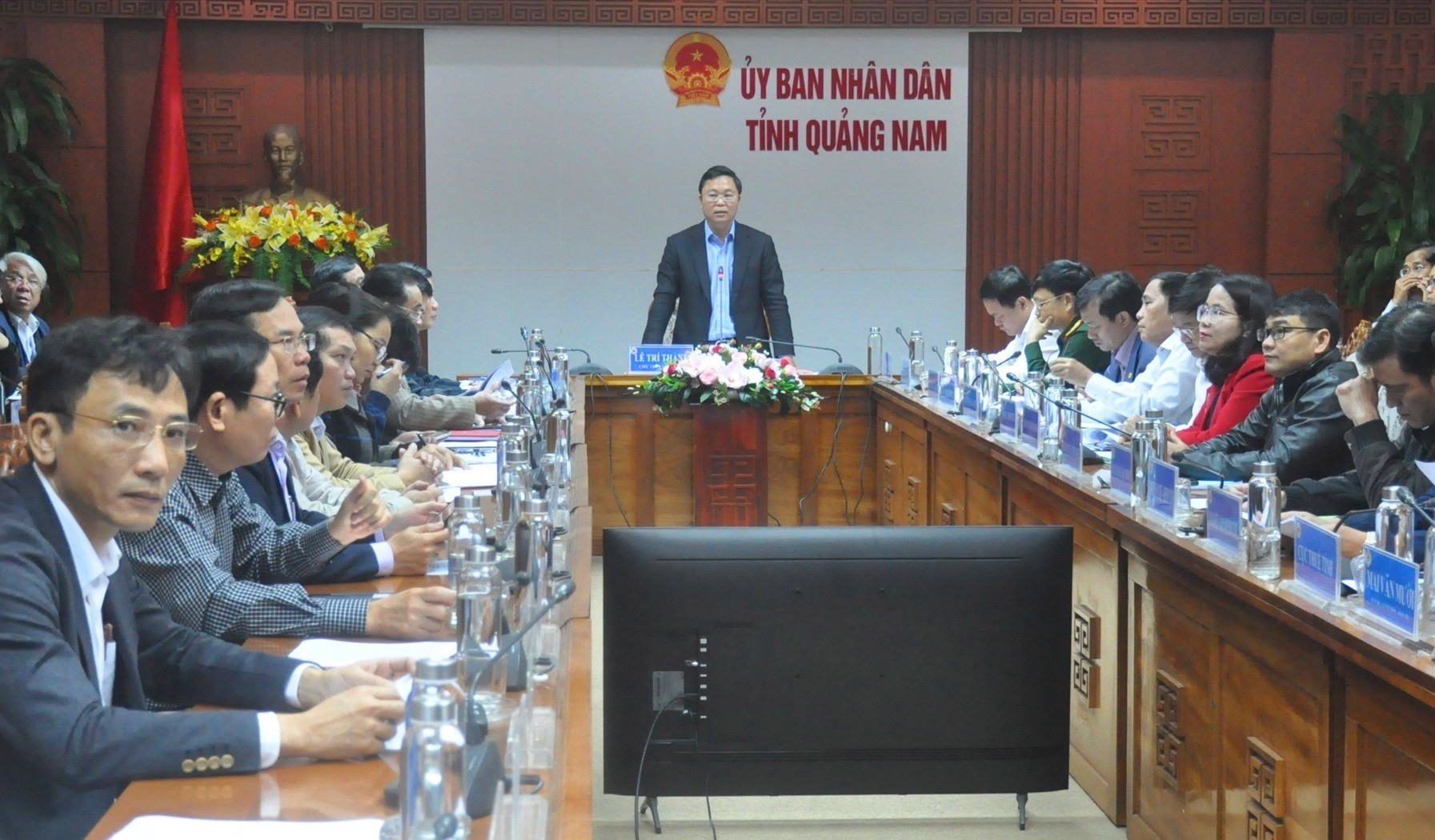 Chủ tịch UBND tỉnh Lê Trí Thanh phát biểu kết luận hội nghị sáng nay 31.12. Ảnh: N.Đ
