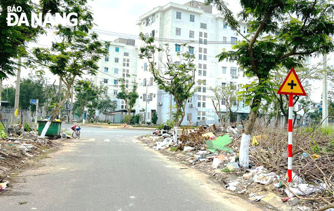 Ông Hoàng Công Thanh, Phó Chủ tịch UBND quận Sơn Trà cho biết, rác tồn đọng tại ngã ba tuyến đường Lý Nhật Quang - Hoa Lư sẽ được dọn dẹp sạch sẽ trước Tết Nguyên đán. (Ảnh chụp sáng 20-1) Ảnh: H.L