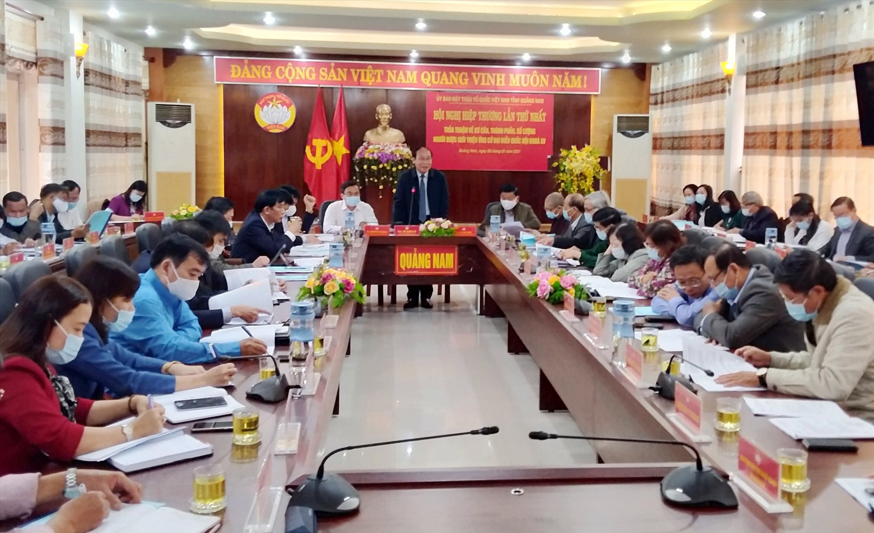 an Thường vụ Ủy ban MTTQ Việt Nam tỉnh tổ chức hội nghị hiệp thương lần thứ nhất sáng nay 8.1. Ảnh: N.Đ