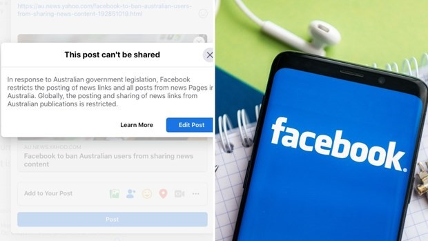 Facebook đã có hành động hạn chế chia sẻ tin tức ở Australia. Ảnh: Yahoo