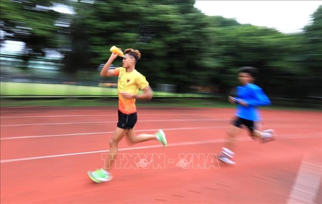 Các vận động viên tích cực tập luyện sau thời gian nghỉ Tết Nguyên đán Tân Sửu 2021. Ảnh: Thành Đạt/TTXVN