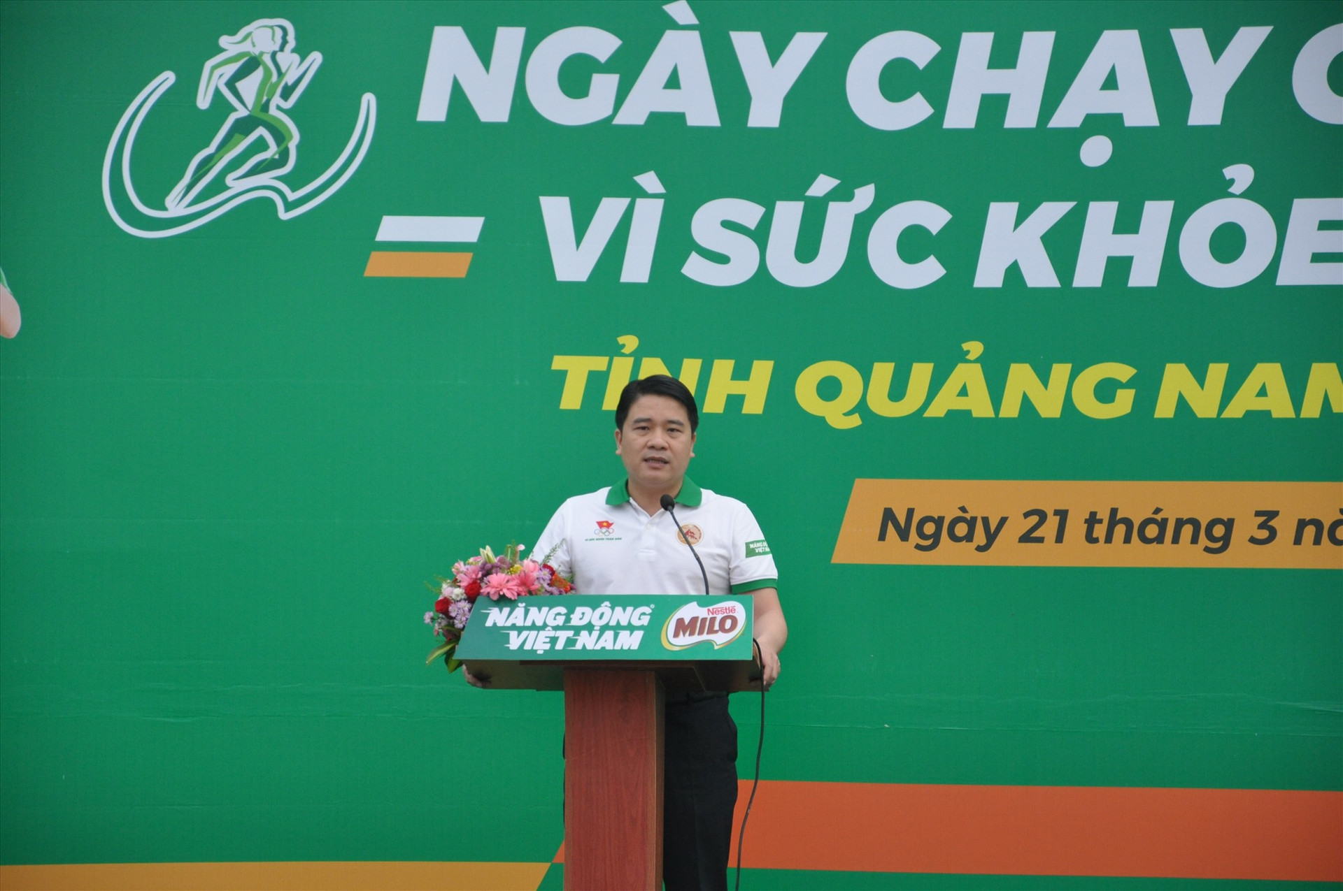 Phó Chủ tịch UBND tỉnh Trần Văn Tân phát biểu tại buổi lễ nhấn mạnh đến tầm quan trọng của tập luyện TD-TT. Ảnh: T.V
