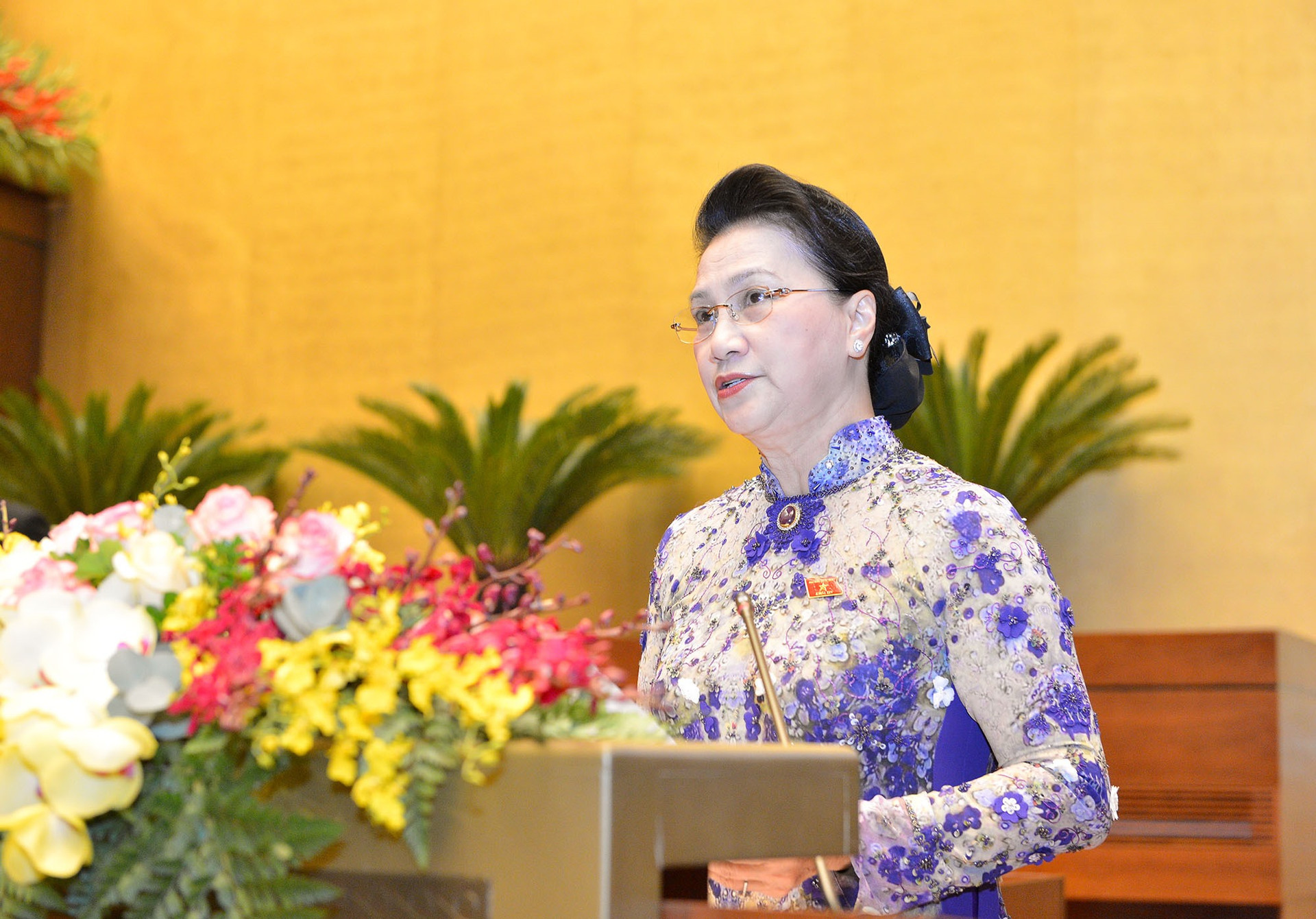 Chủ tịch Quốc hội Nguyễn Thị Kim Ngân phát biểu khai mạc Kỳ họp thứ 11 Quốc hội khóa XIV